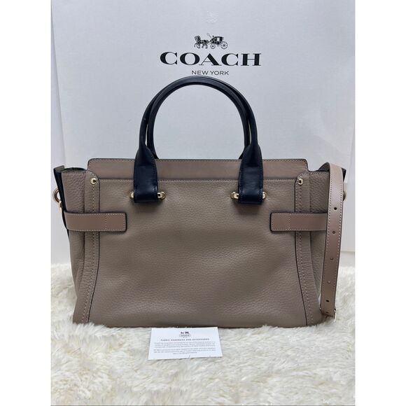 COACH SWAGGER Satchel Colorblock Leather Blue/Tan 36154 $550 - Picture 2 of 9